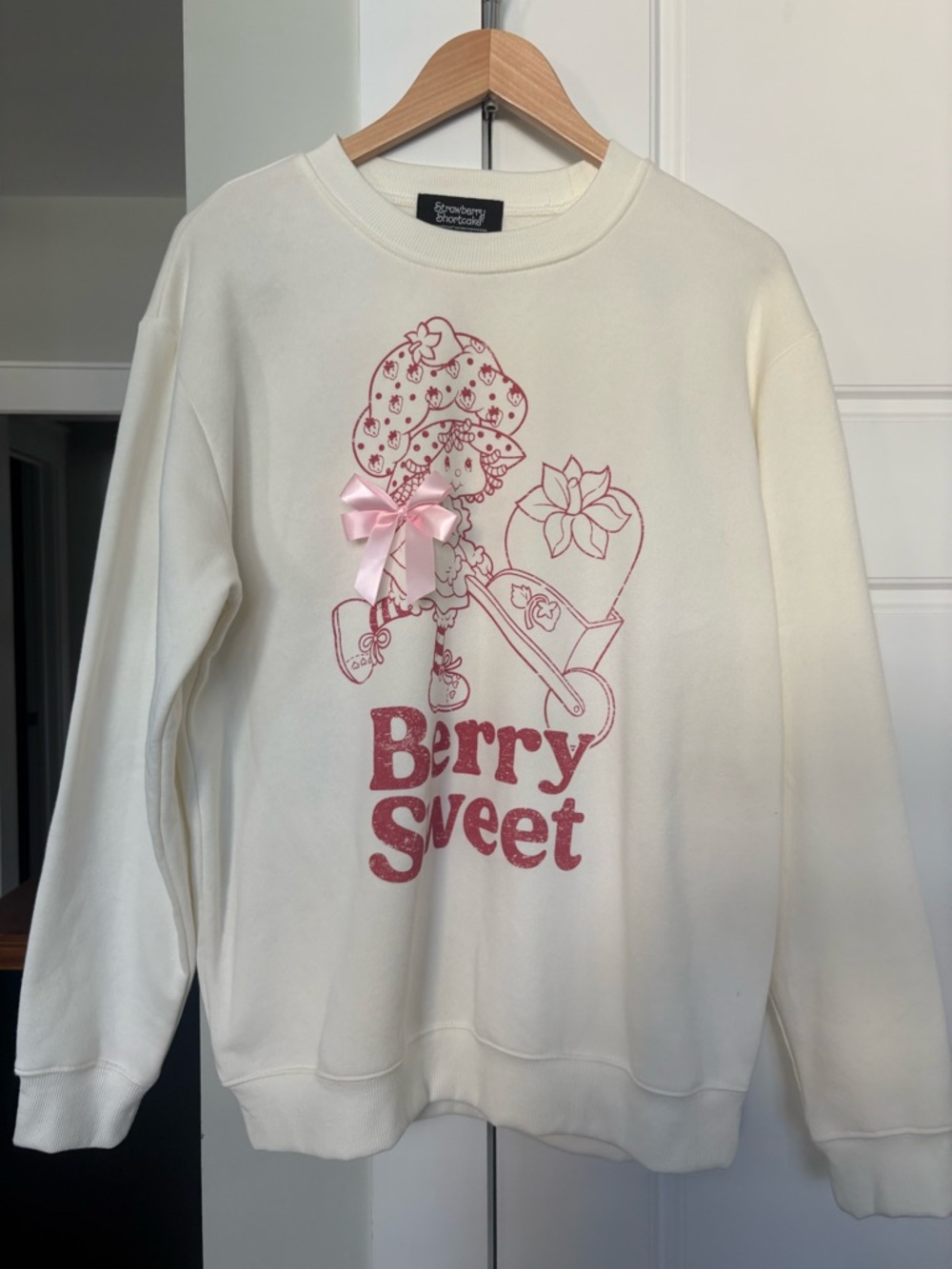 'Berry Sweet' Cream Sweatshirt with Pink Graphic - strawberry shortcake.